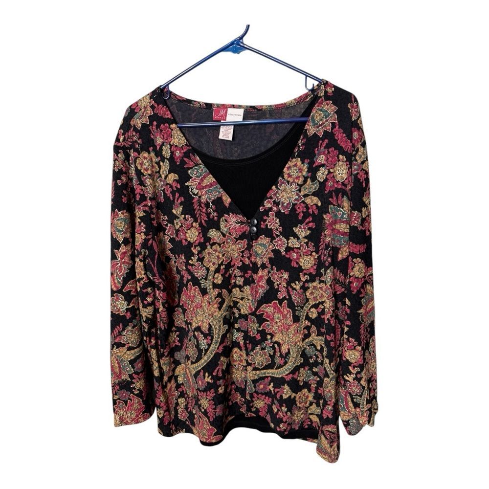 JM Collection 3X floral print layer top